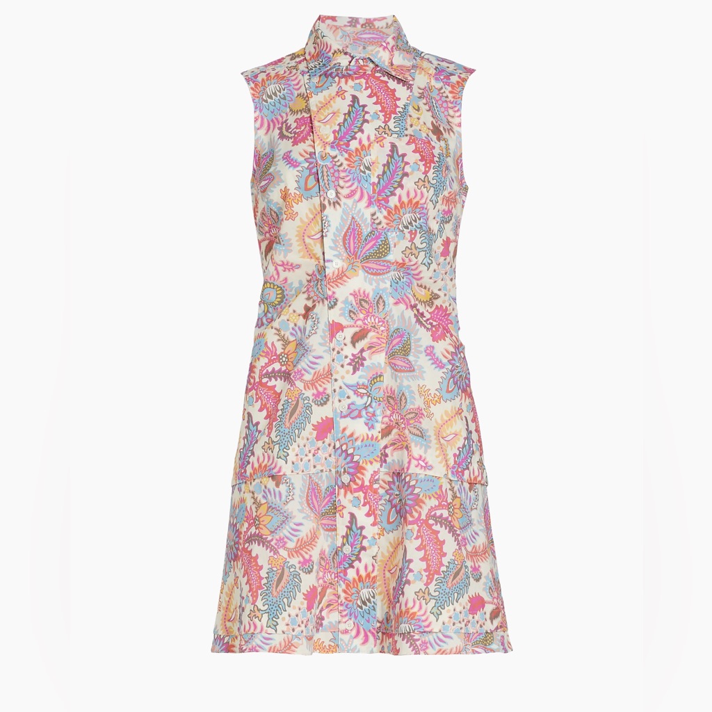 Derek Lam 10 Crosby Paisley Mini Shirtdress In Coral Multi Size 2 New